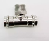 Dvgw V Profile 304 Stainless Steel Press Fittings Male Threaded Tee
