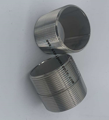 Welded Stainless Steel Threaded Nipple  Brush Polish Bright Surface