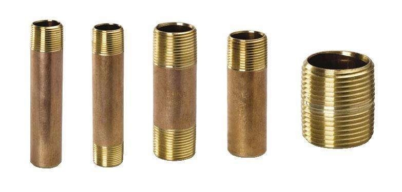 Red Brass Pipe Nipple Brass Threaded Running Nipple  NPT ANSI / ASME