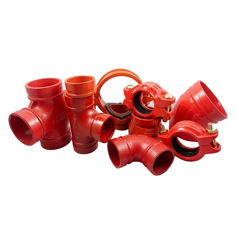 Red Cplor Grooved Mechanical Tee RAL3000 Ductile Iron Pipe Fitting